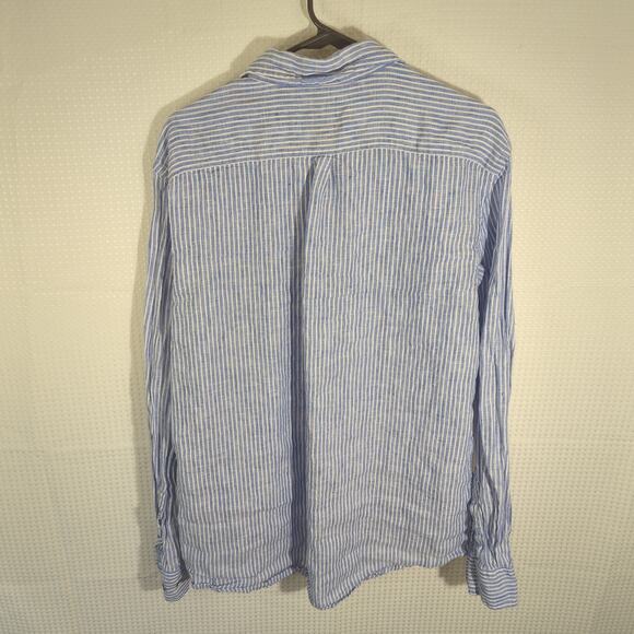Rodd & Gunn XL Linen Shirt Men’s Blue White Stripe Button Front Sports Fit Italy - Picture 3 of 3